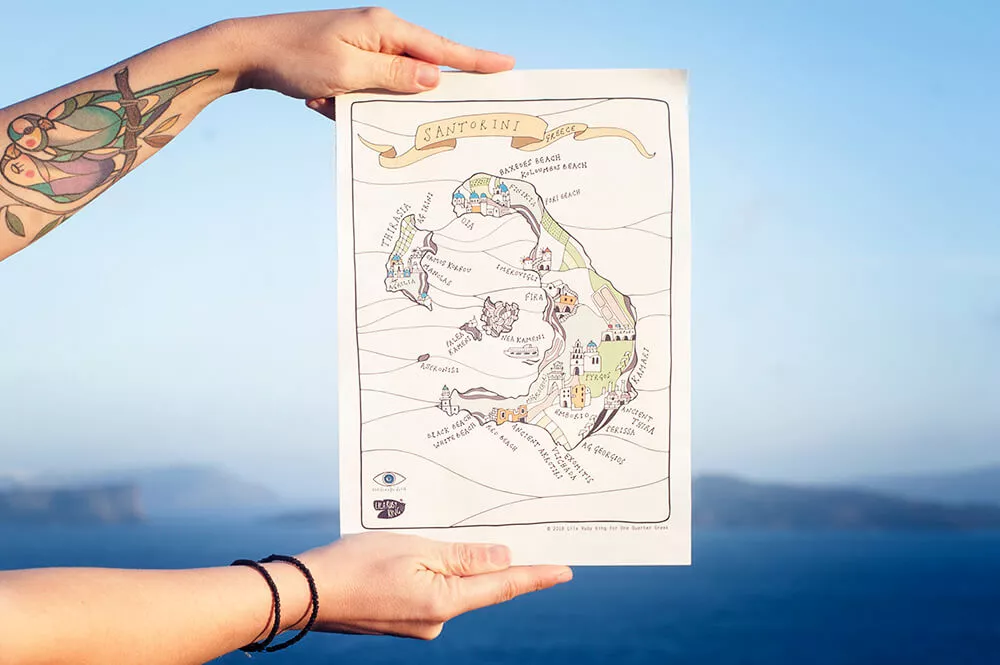 santorini bus map